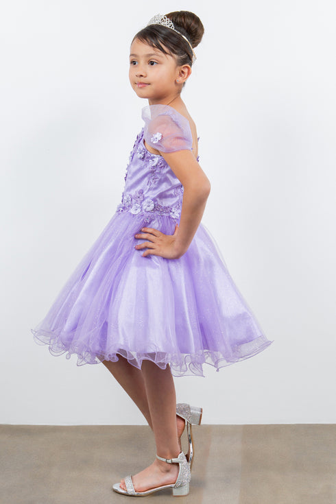 Girls 3D Flower Corset Body Flower Shoulder Strap Gown 4-16